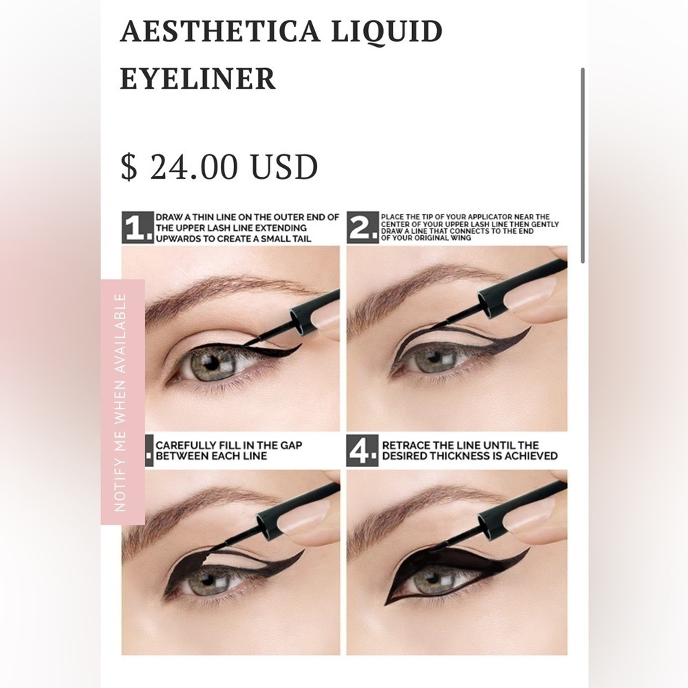 NWT Aesthetica Liquid Eyeliner Black - Picture 2 of 6